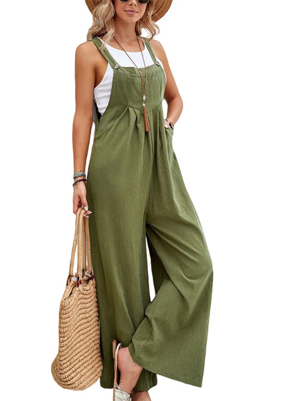 Ceylan Women¡¯s Wide Leg Jumpsuit with Button Straps and Pockets - Image 5