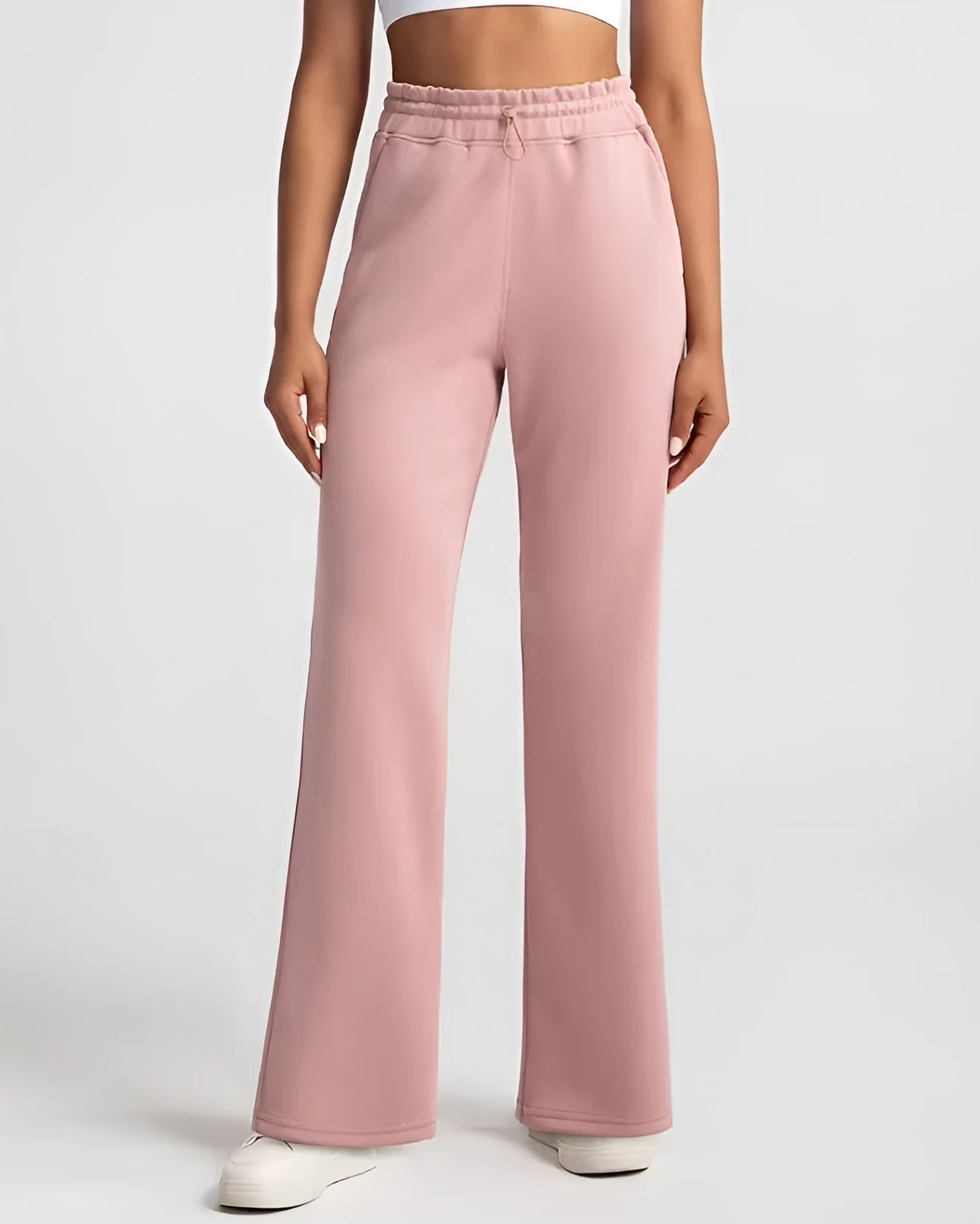 Ceylan Women’s Wide Leg Knit Pants Drawstring Waist - Image 2