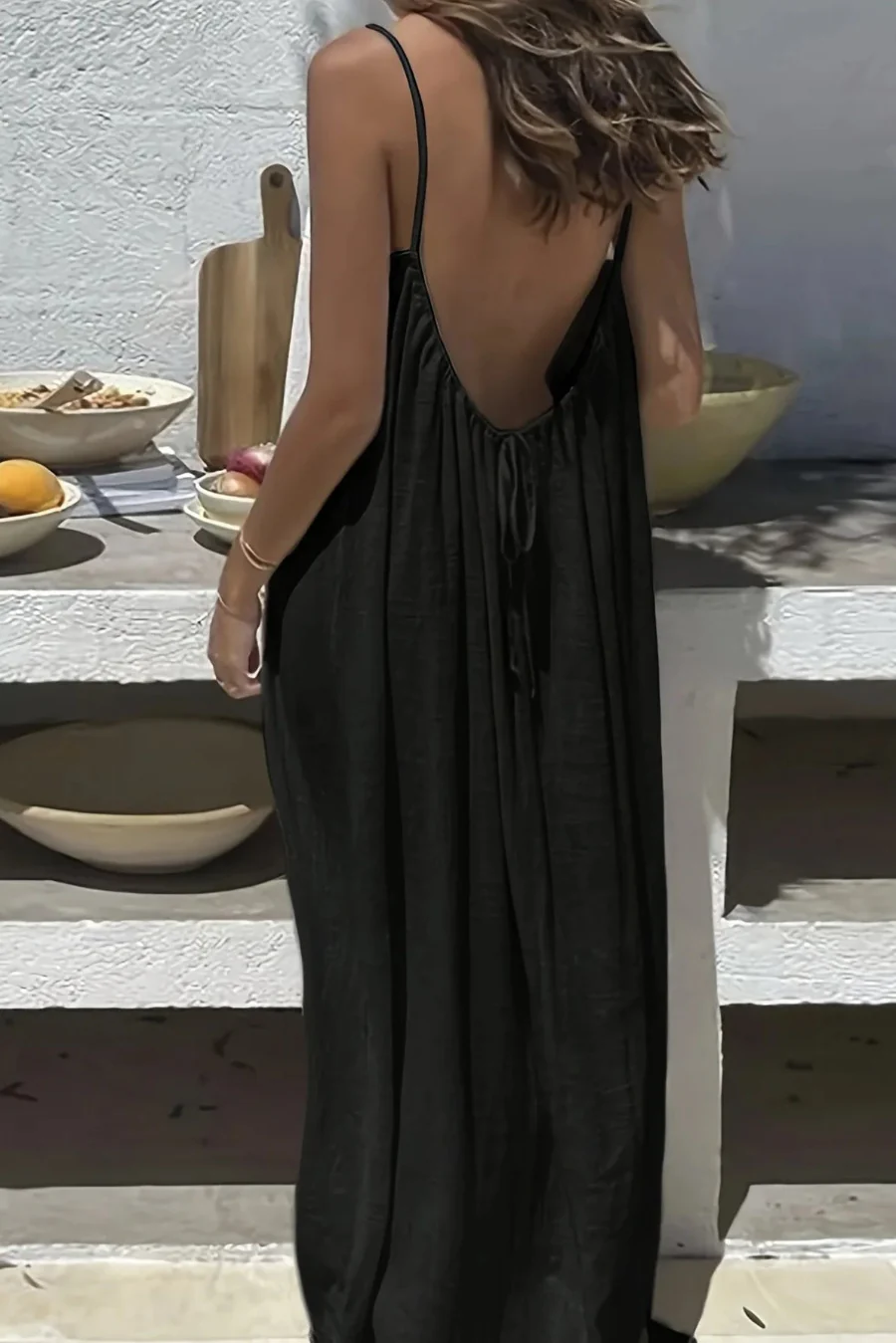Ceylan Women's Backless Maxi Dress Bohemian Low Back Vacation Gown - Image 5