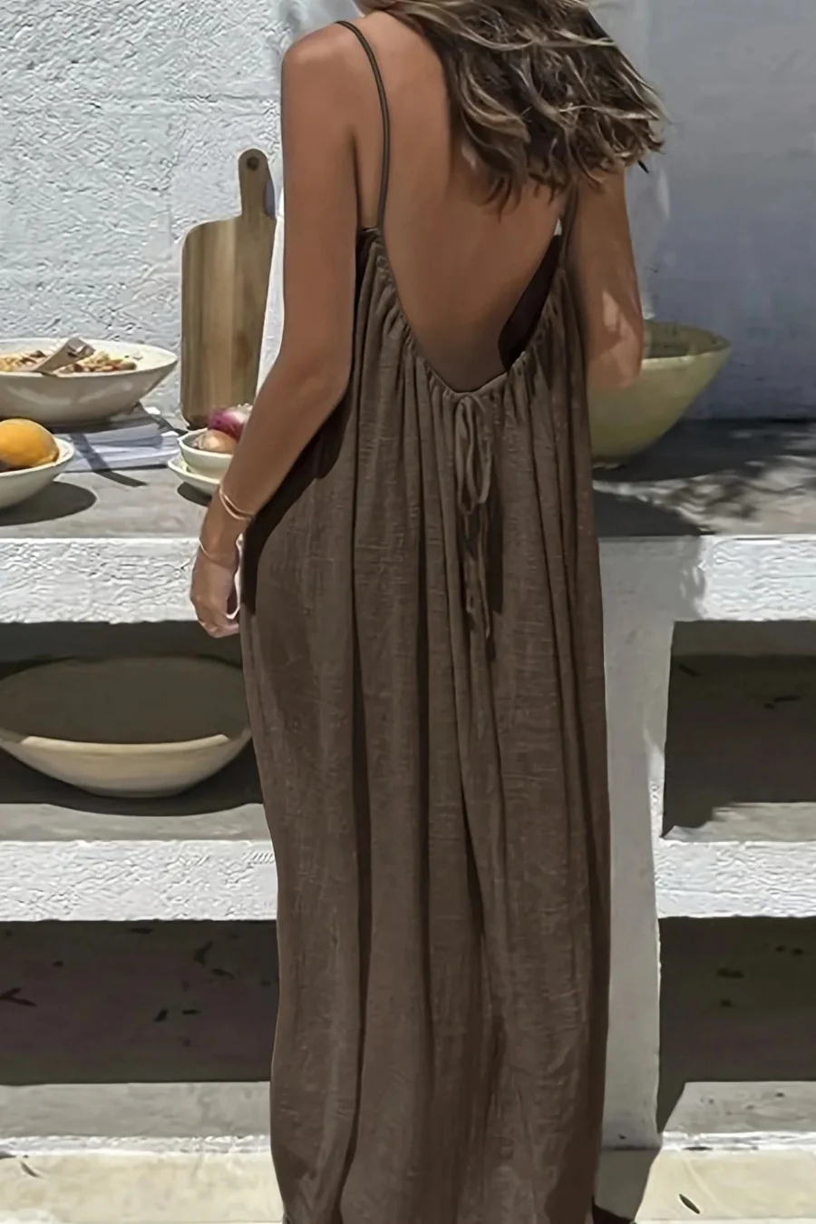 Ceylan Women's Backless Maxi Dress Bohemian Low Back Vacation Gown - Image 6
