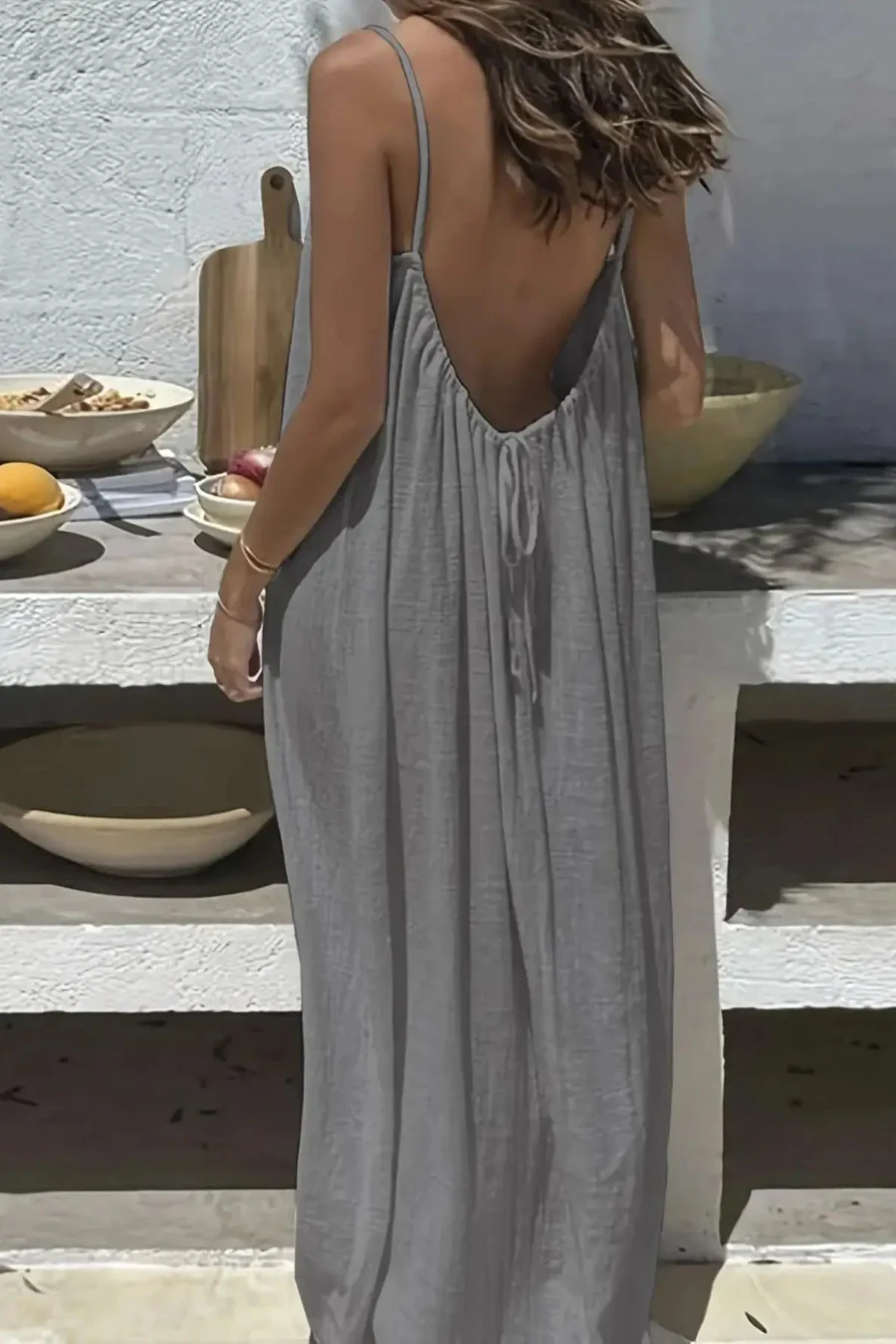 Ceylan Women's Backless Maxi Dress Bohemian Low Back Vacation Gown - Image 7