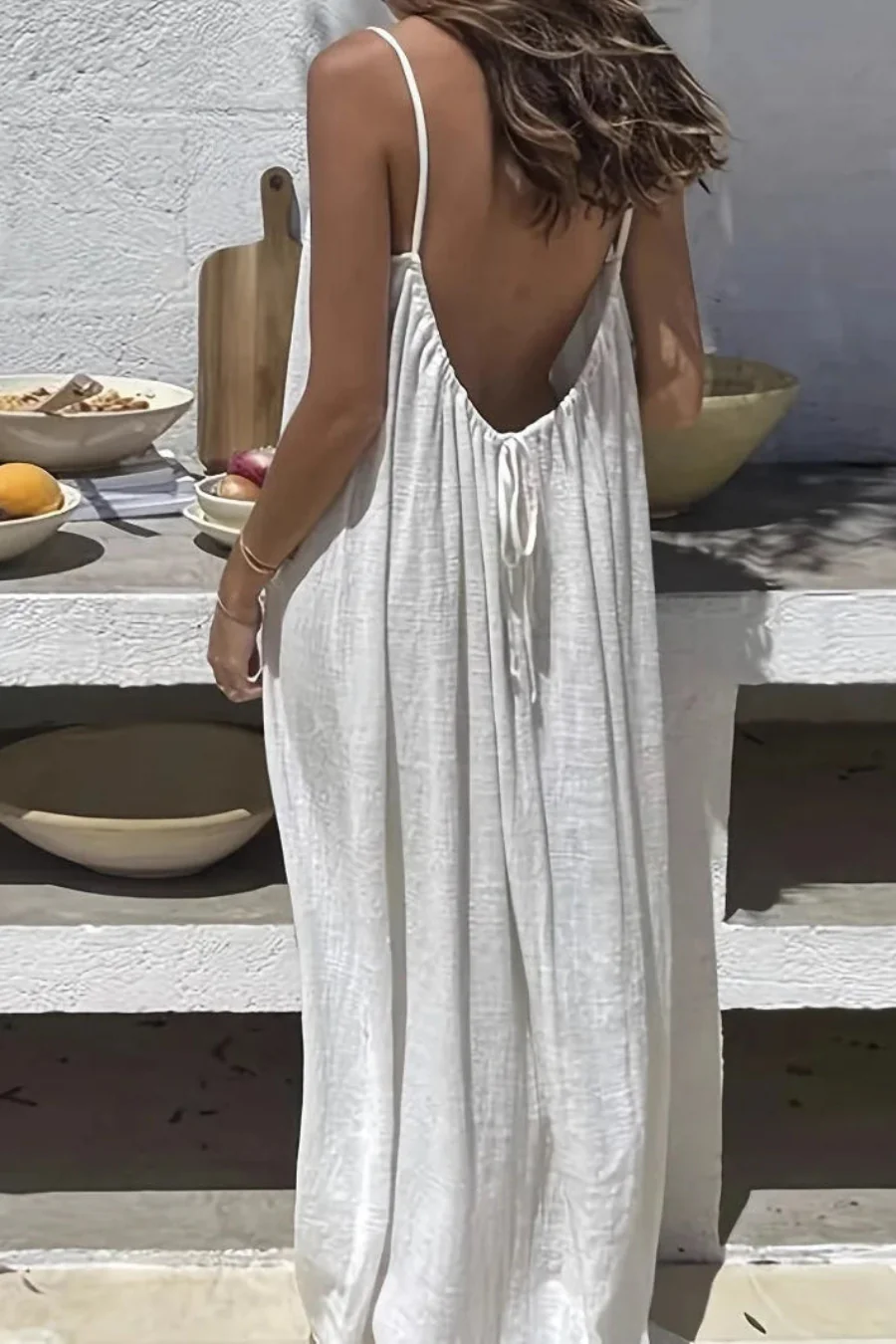 Ceylan Women's Backless Maxi Dress Bohemian Low Back Vacation Gown - Image 8