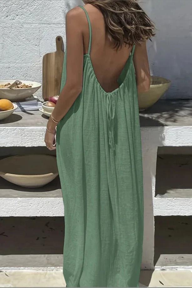 Ceylan Women's Backless Maxi Dress Bohemian Low Back Vacation Gown - Image 9