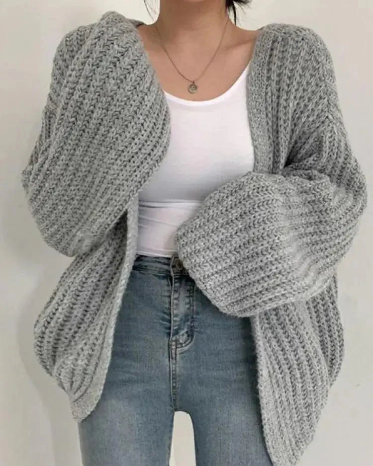 Ceylan Women's Balloon Sleeve Cardigan Sweater Open Front - Image 4