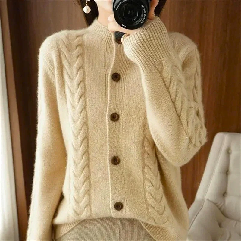 Ceylan Women's Cardigan Cable Knit Collared - Image 5