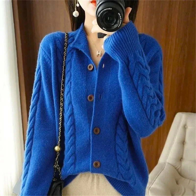 Ceylan Women's Cardigan Cable Knit Collared - Image 6