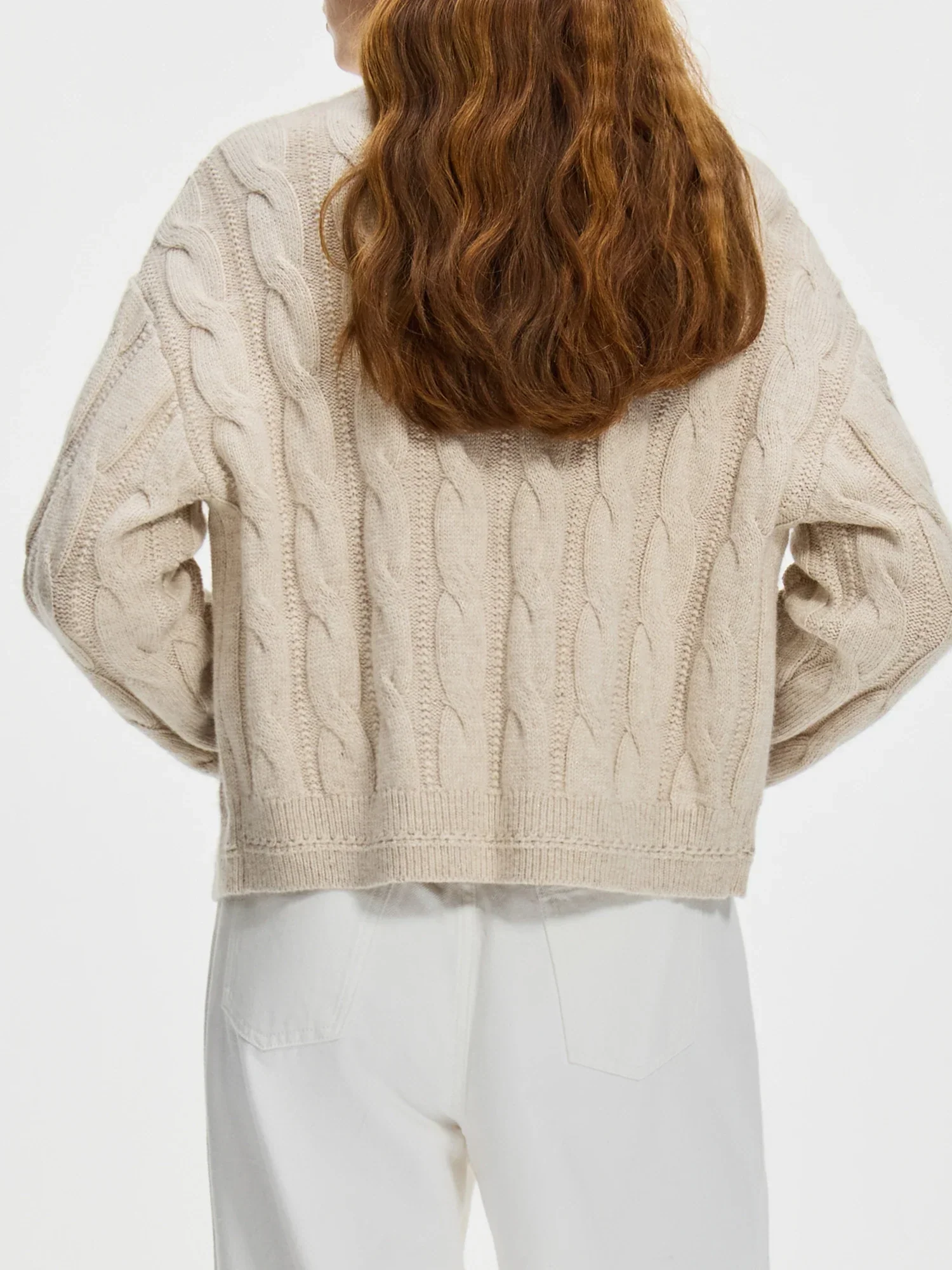 Ceylan Women's Cardigan, Cropped Cable Knit with Buttons - Image 5