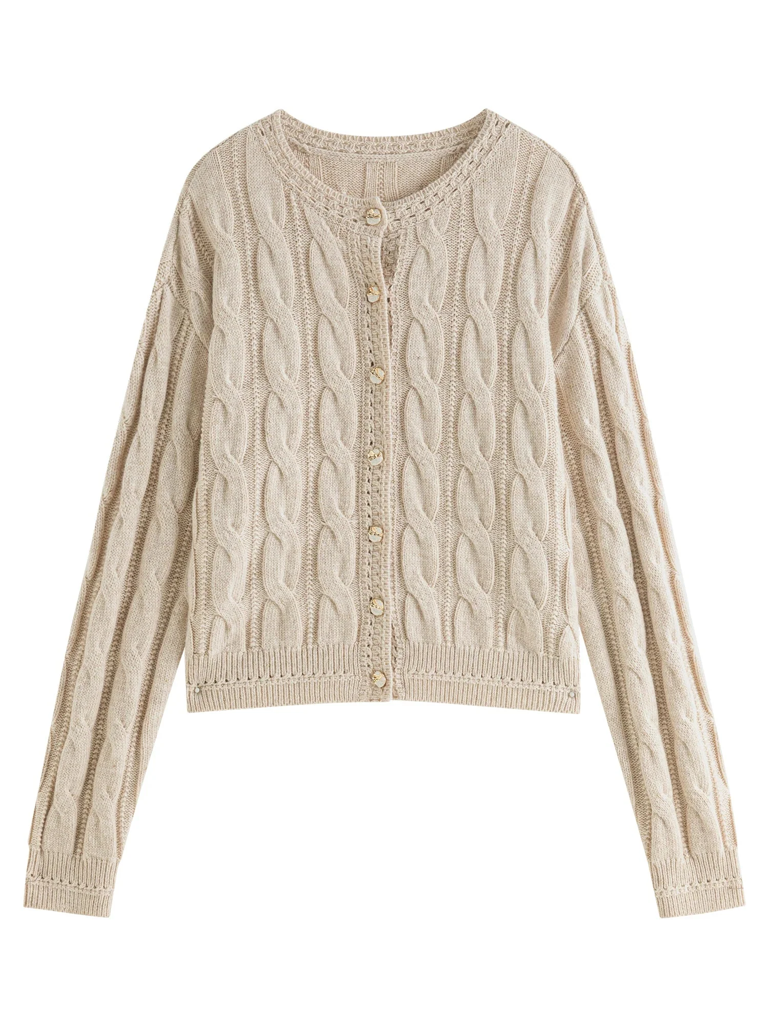 Ceylan Women's Cardigan, Cropped Cable Knit with Buttons - Image 6