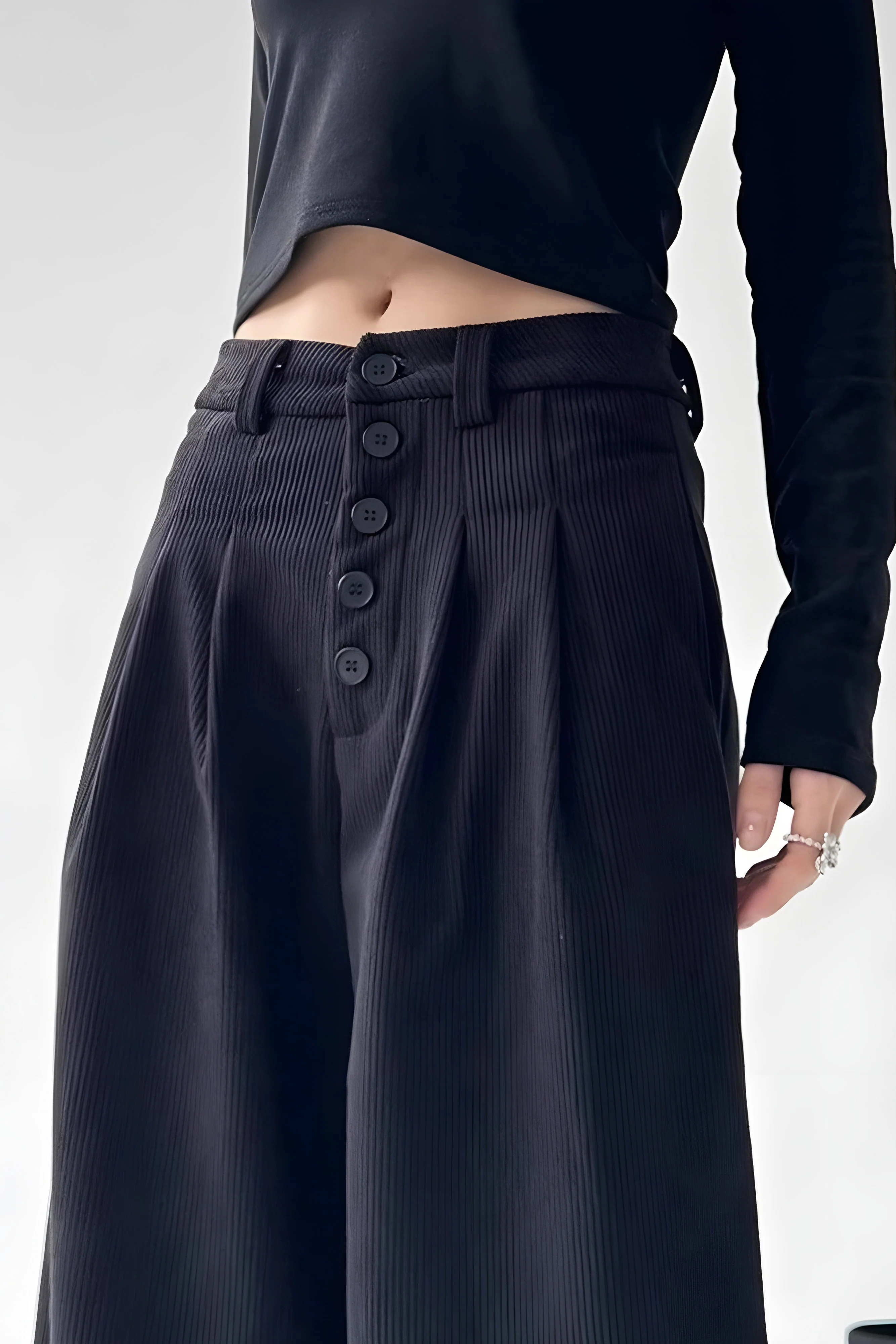 Ceylan Women's Corduroy Wide Leg Trousers High Waist Fit - Image 10