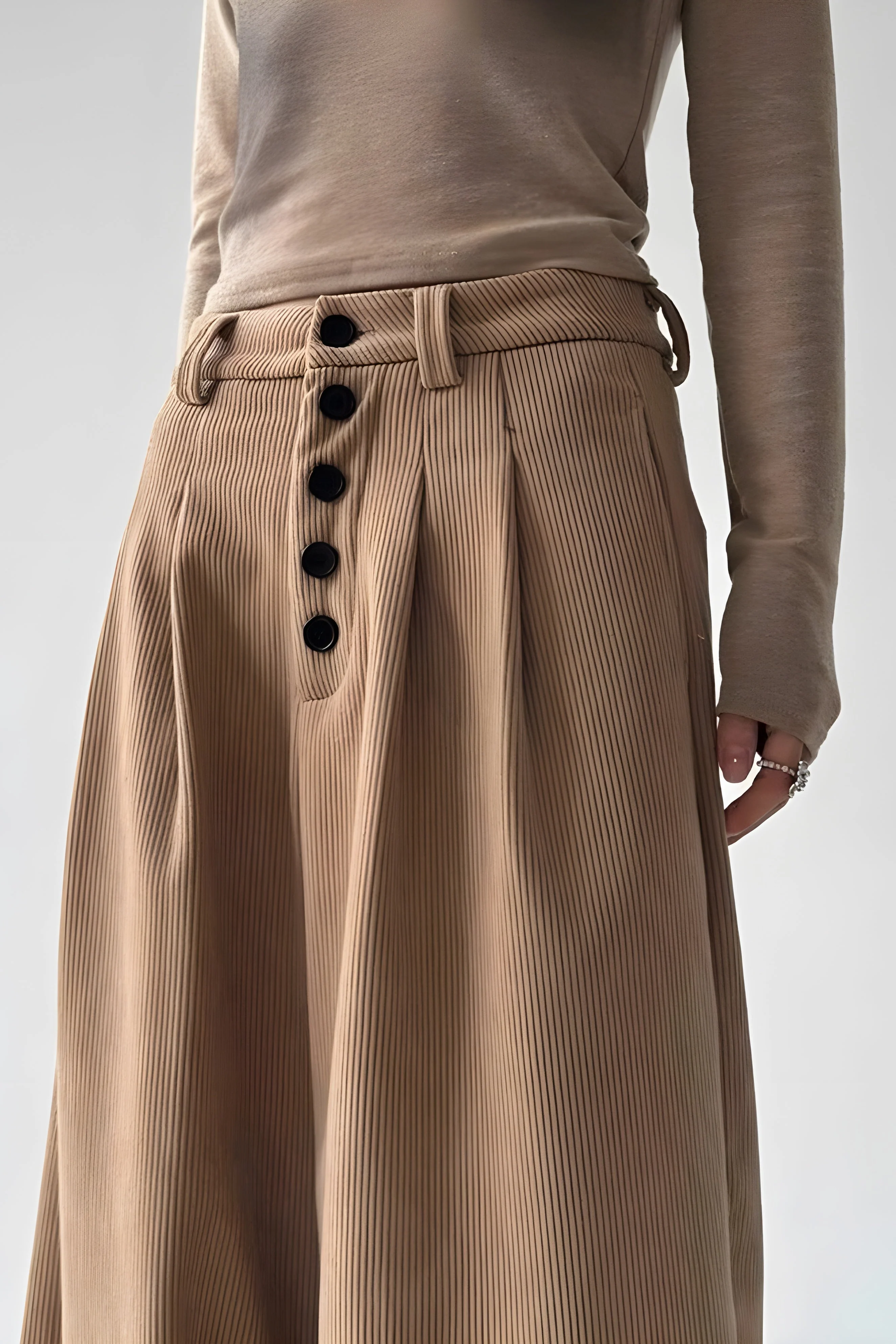 Ceylan Women's Corduroy Wide Leg Trousers High Waist Fit - Image 11