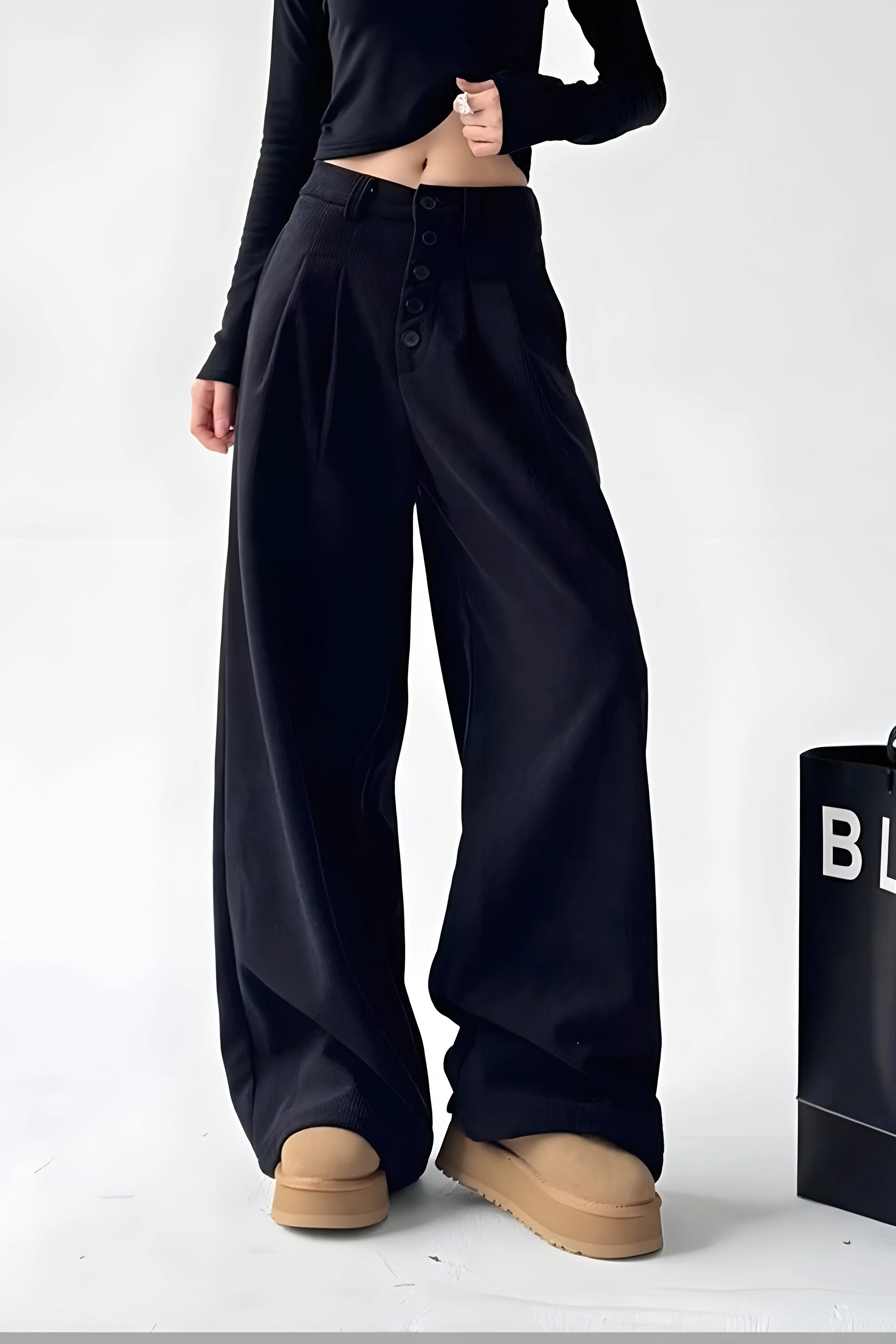 Ceylan Women's Corduroy Wide Leg Trousers High Waist Fit - Image 5