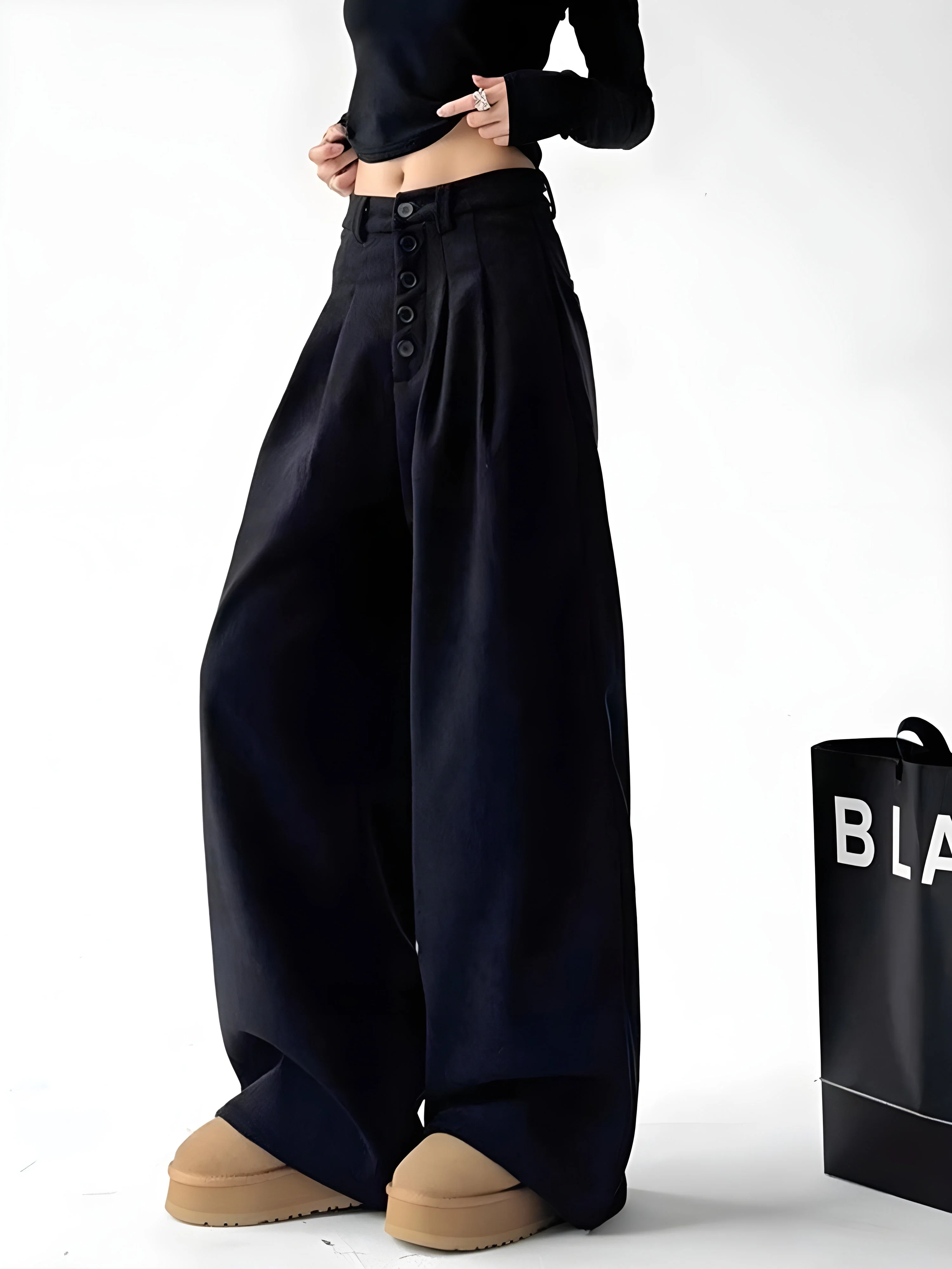 Ceylan Women's Corduroy Wide Leg Trousers High Waist Fit - Image 6