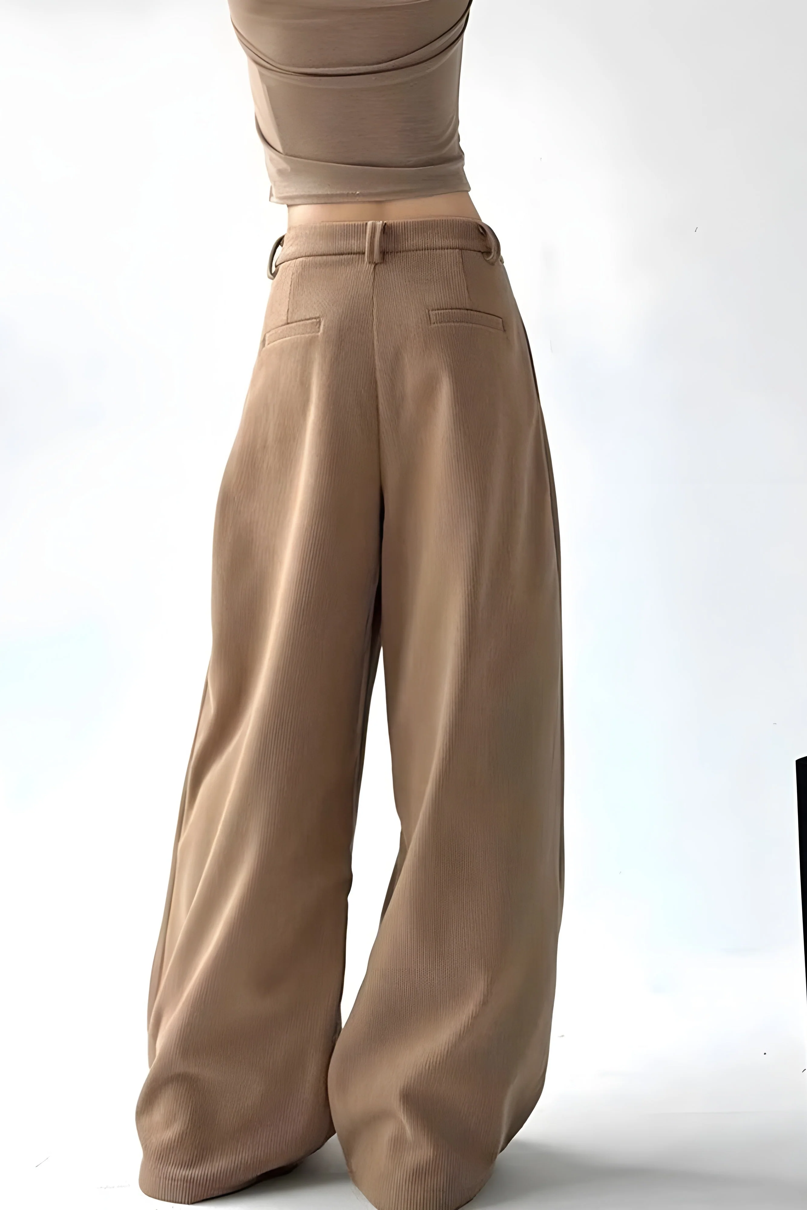 Ceylan Women's Corduroy Wide Leg Trousers High Waist Fit - Image 9