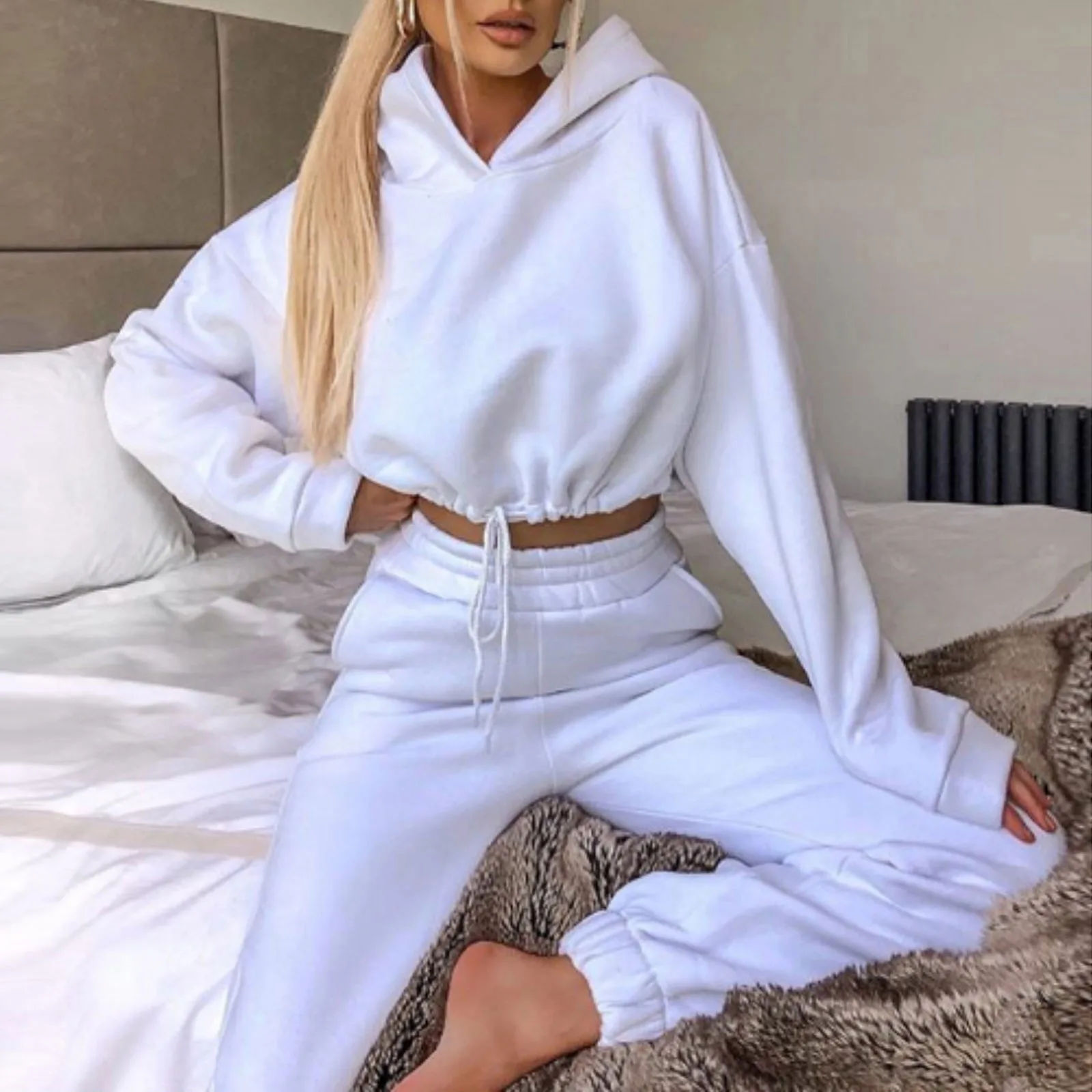 Ceylan Women's Cropped Hoodie & Jogger 2-Piece Lounge Set - Image 4