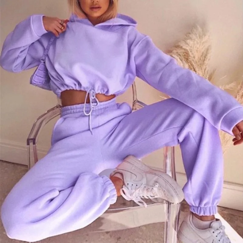 Ceylan Women's Cropped Hoodie & Jogger 2-Piece Lounge Set - Image 5