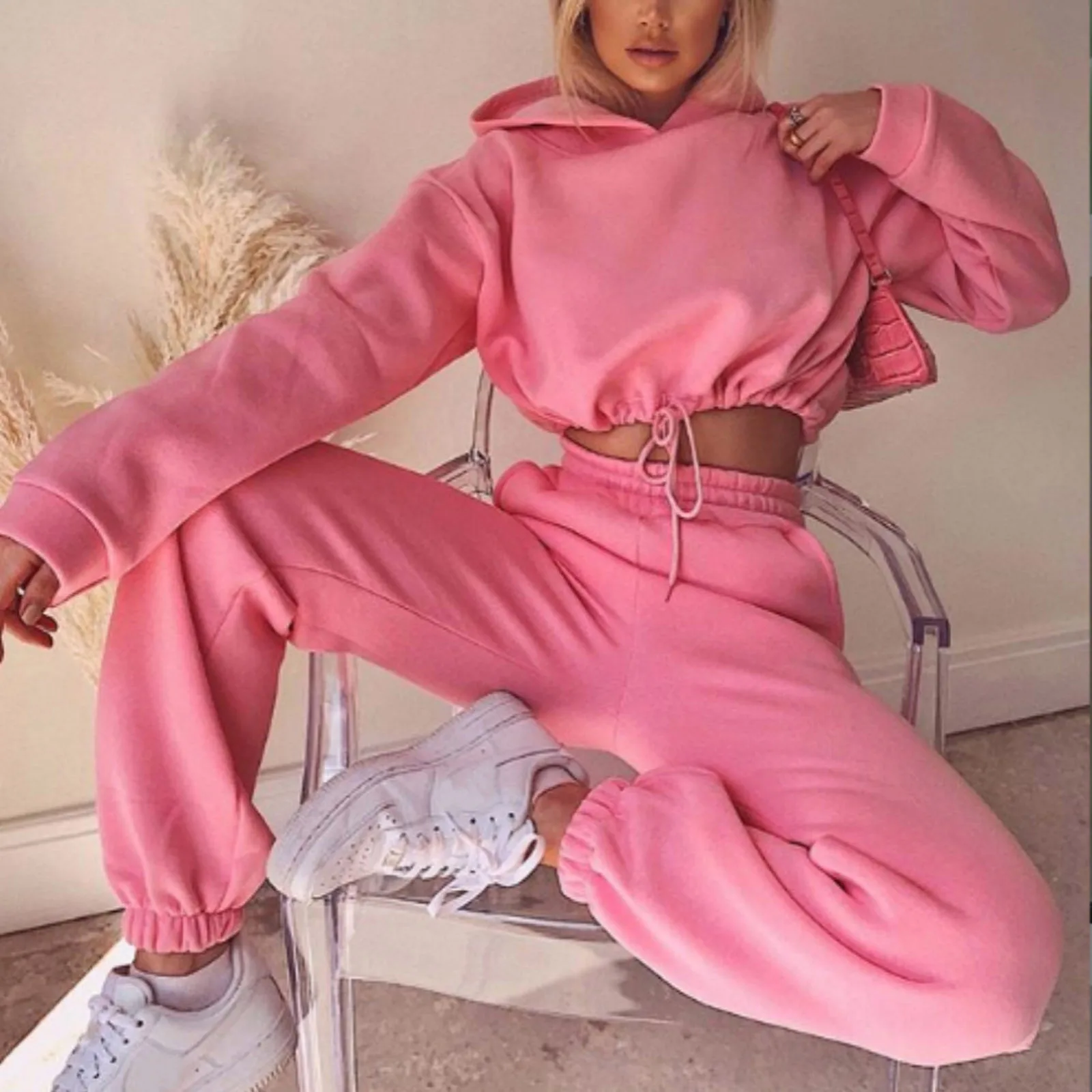Ceylan Women's Cropped Hoodie & Jogger 2-Piece Lounge Set - Image 8