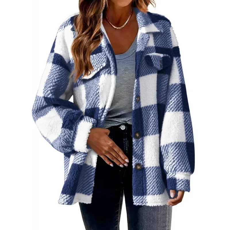 Ceylan Women's Fleece Oversized Plaid Shacket - Image 10