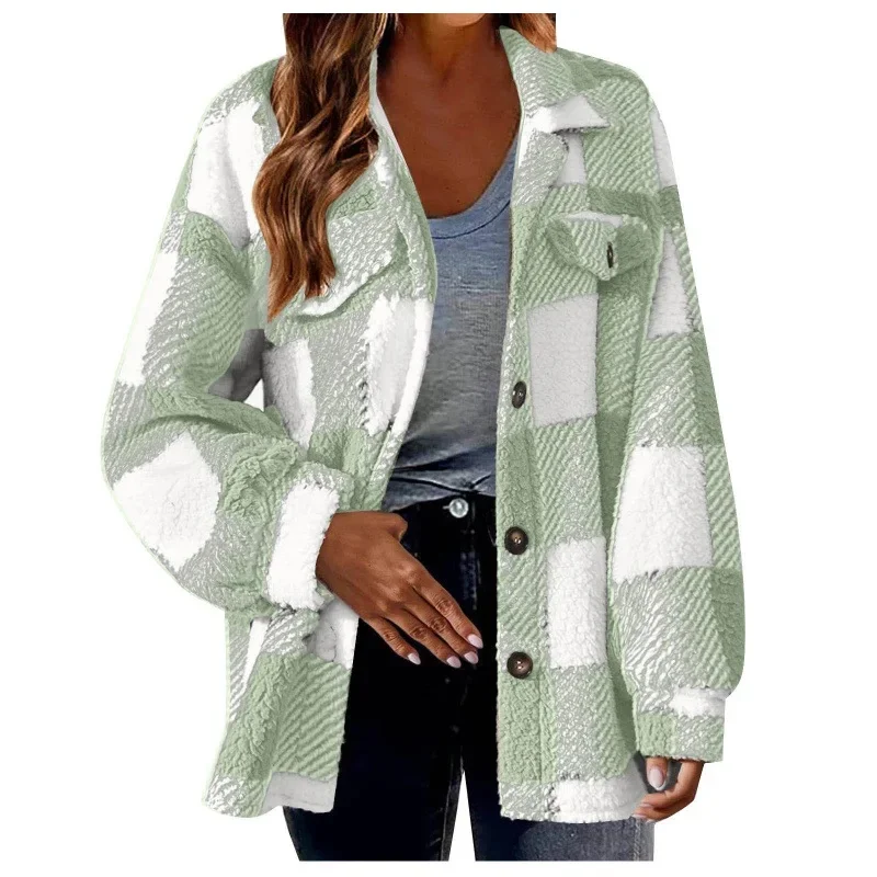 Ceylan Women's Fleece Oversized Plaid Shacket - Image 11