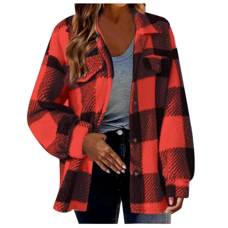 Ceylan Women's Fleece Oversized Plaid Shacket - Image 12