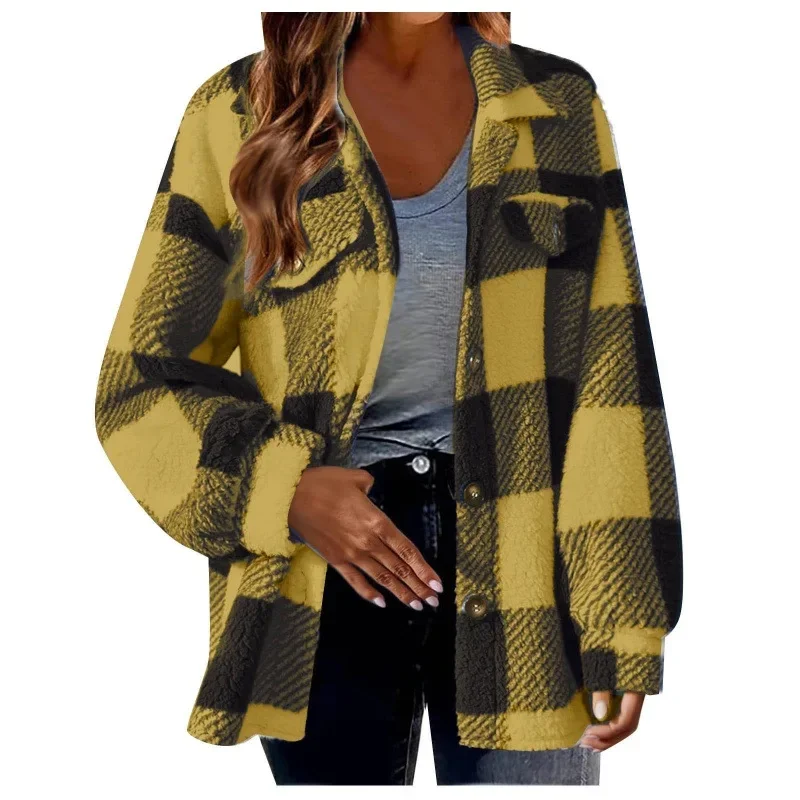 Ceylan Women's Fleece Oversized Plaid Shacket - Image 13
