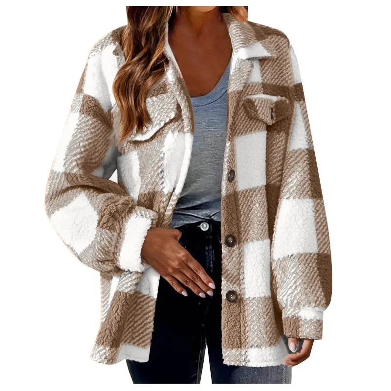 Ceylan Women's Fleece Oversized Plaid Shacket - Image 15