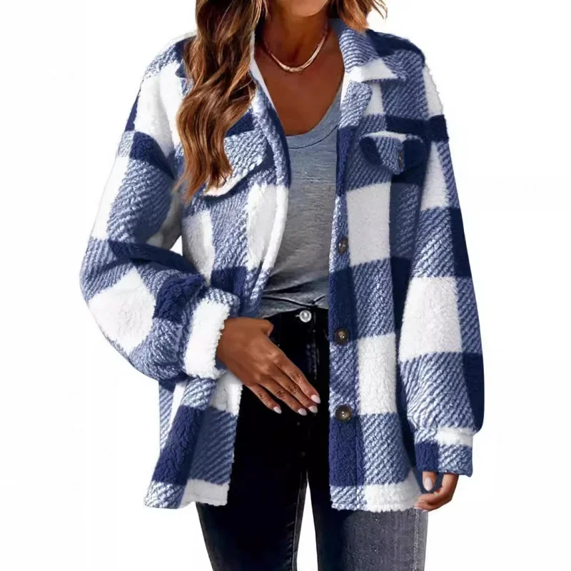 Ceylan Women's Fleece Oversized Plaid Shacket - Image 19