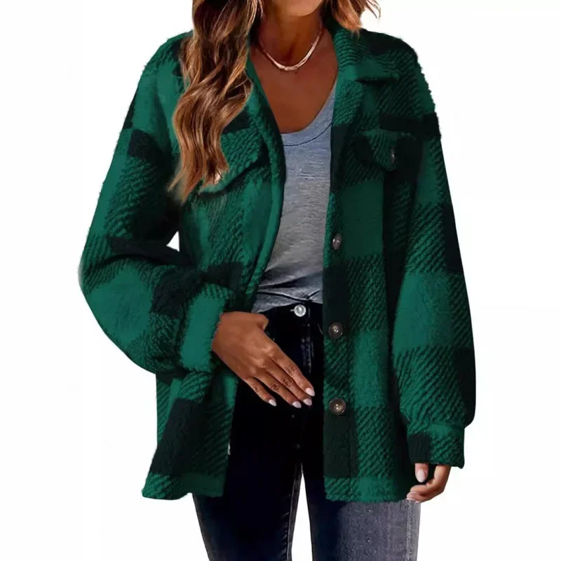 Ceylan Women's Fleece Oversized Plaid Shacket - Image 20