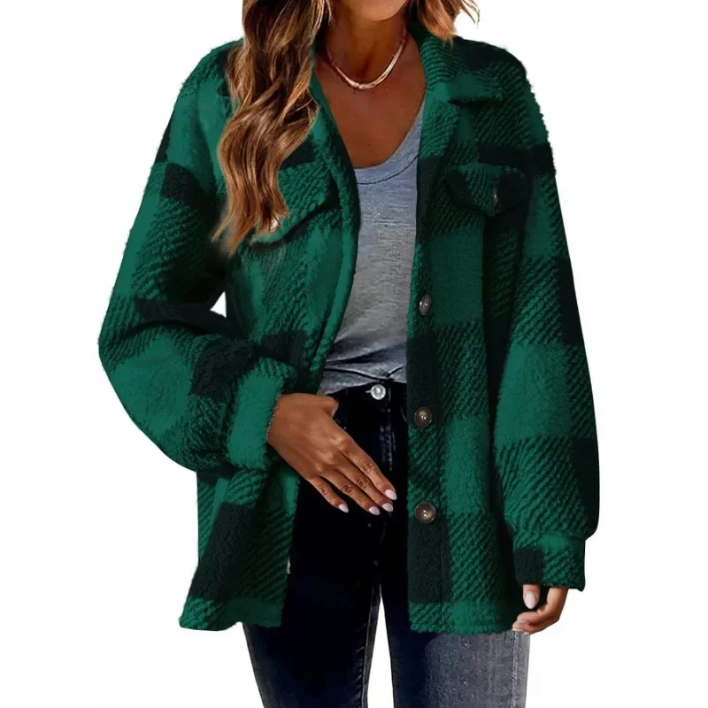 Ceylan Women's Fleece Oversized Plaid Shacket - Image 9