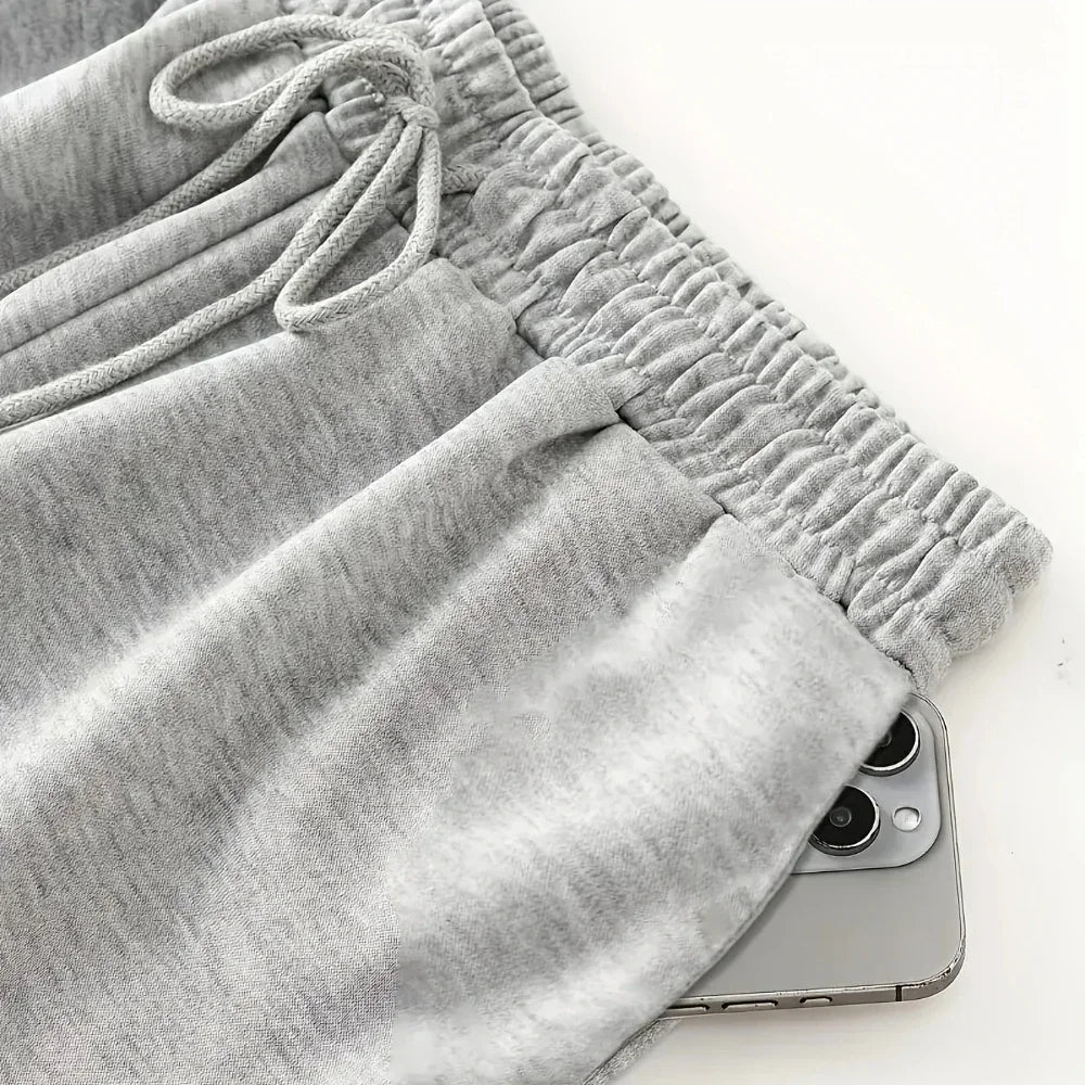 Ceylan Women's Fleece Wide-Leg Sweatpants Gray - Image 5