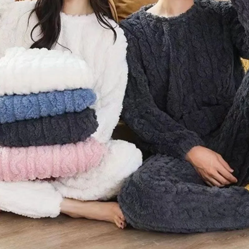 Ceylan Women's Fluffy Pajama Set with Cable Knit Texture - Image 3