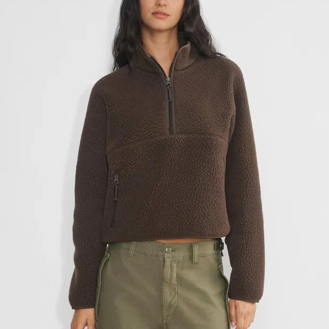 Ceylan Women's Half Zip Fleece Pullover High Pile Thermal Sweater - Image 4