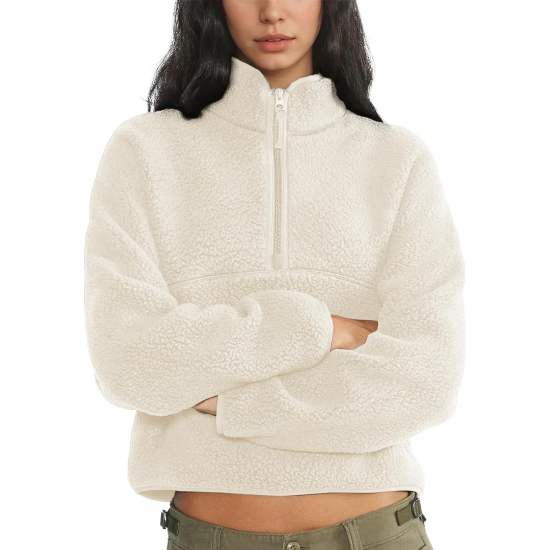 Ceylan Women's Half Zip Fleece Pullover High Pile Thermal Sweater - Image 5