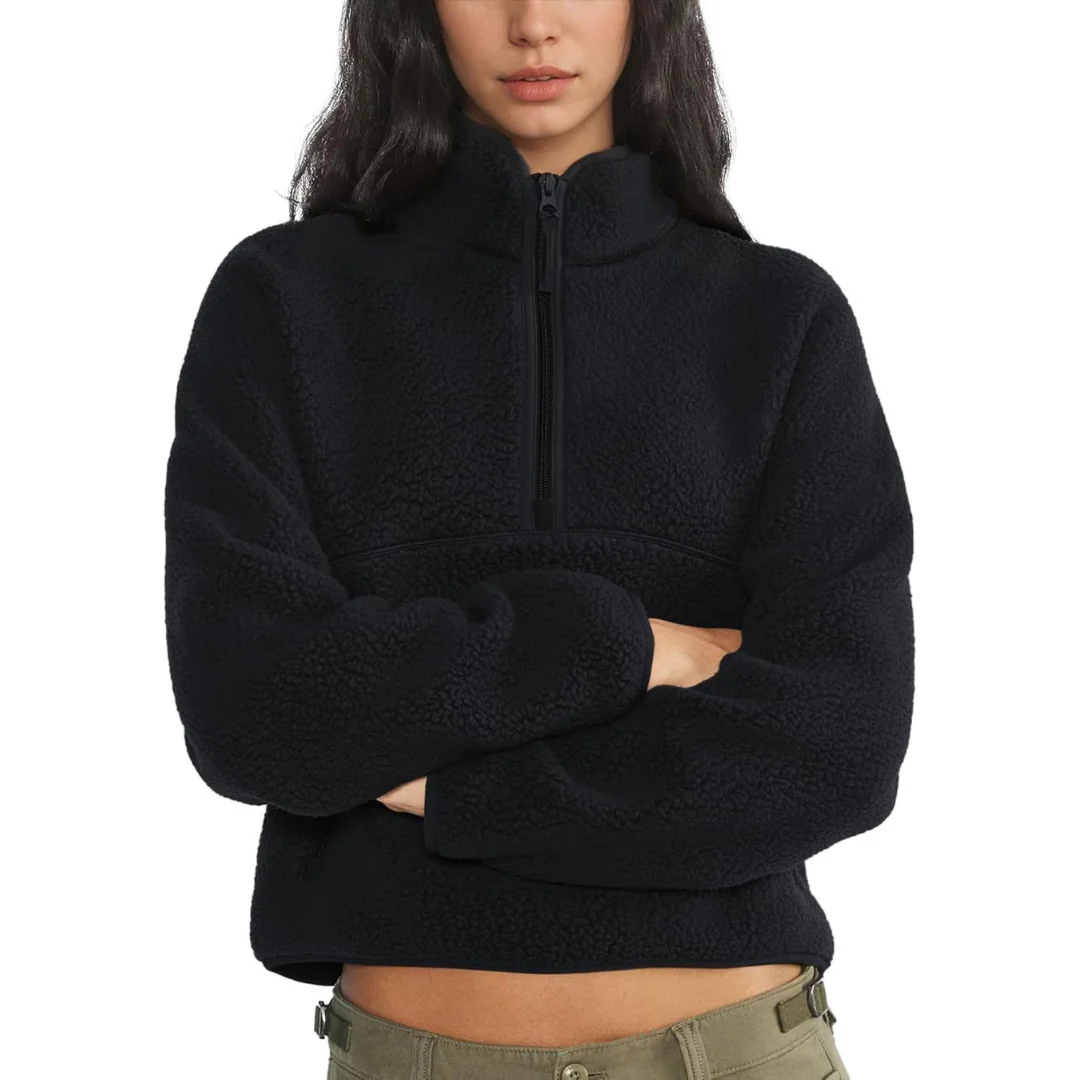 Ceylan Women's Half Zip Fleece Pullover High Pile Thermal Sweater - Image 6