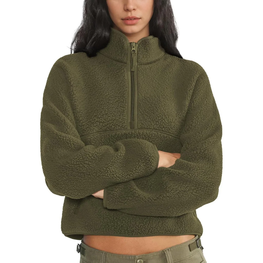 Ceylan Women's Half Zip Fleece Pullover High Pile Thermal Sweater - Image 8