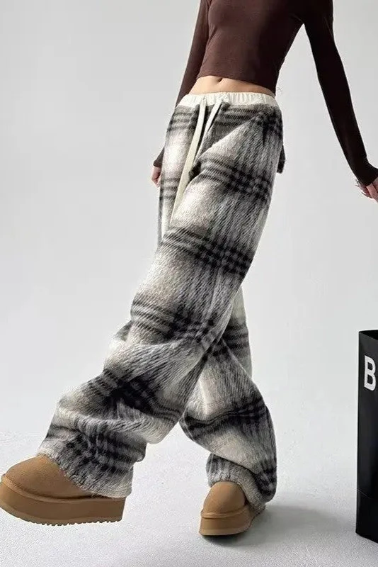 Ceylan Women's Plaid Flannel Pants Oversized Baggy Fit - Image 4