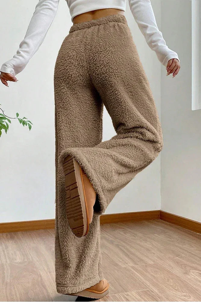 Ceylan Women's Sherpa Fleece Wide Leg Pants Cozy Lounge - Image 5