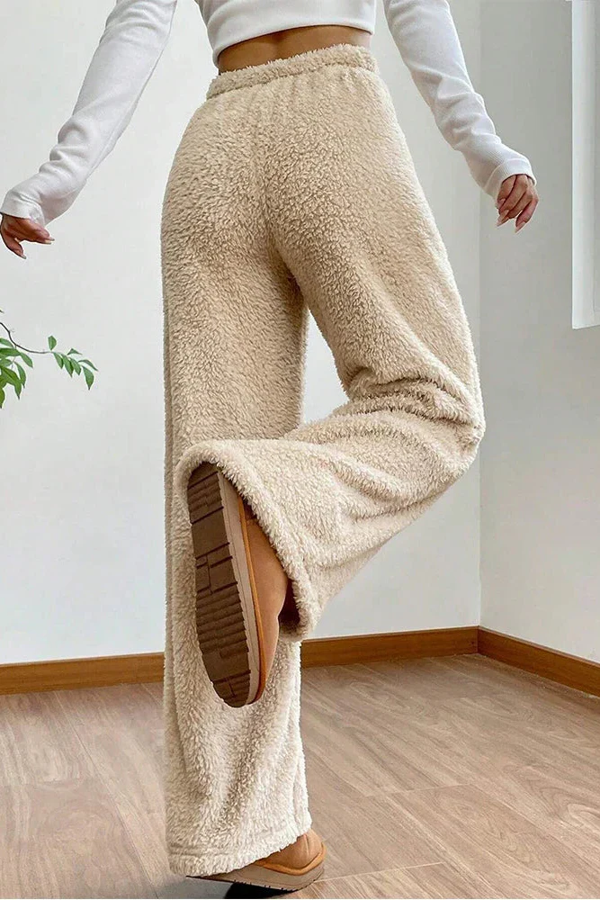 Ceylan Women's Sherpa Fleece Wide Leg Pants Cozy Lounge - Image 6