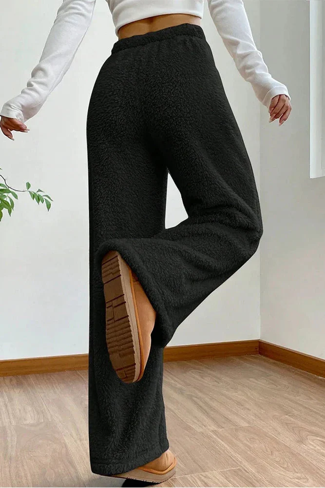 Ceylan Women's Sherpa Fleece Wide Leg Pants Cozy Lounge - Image 7
