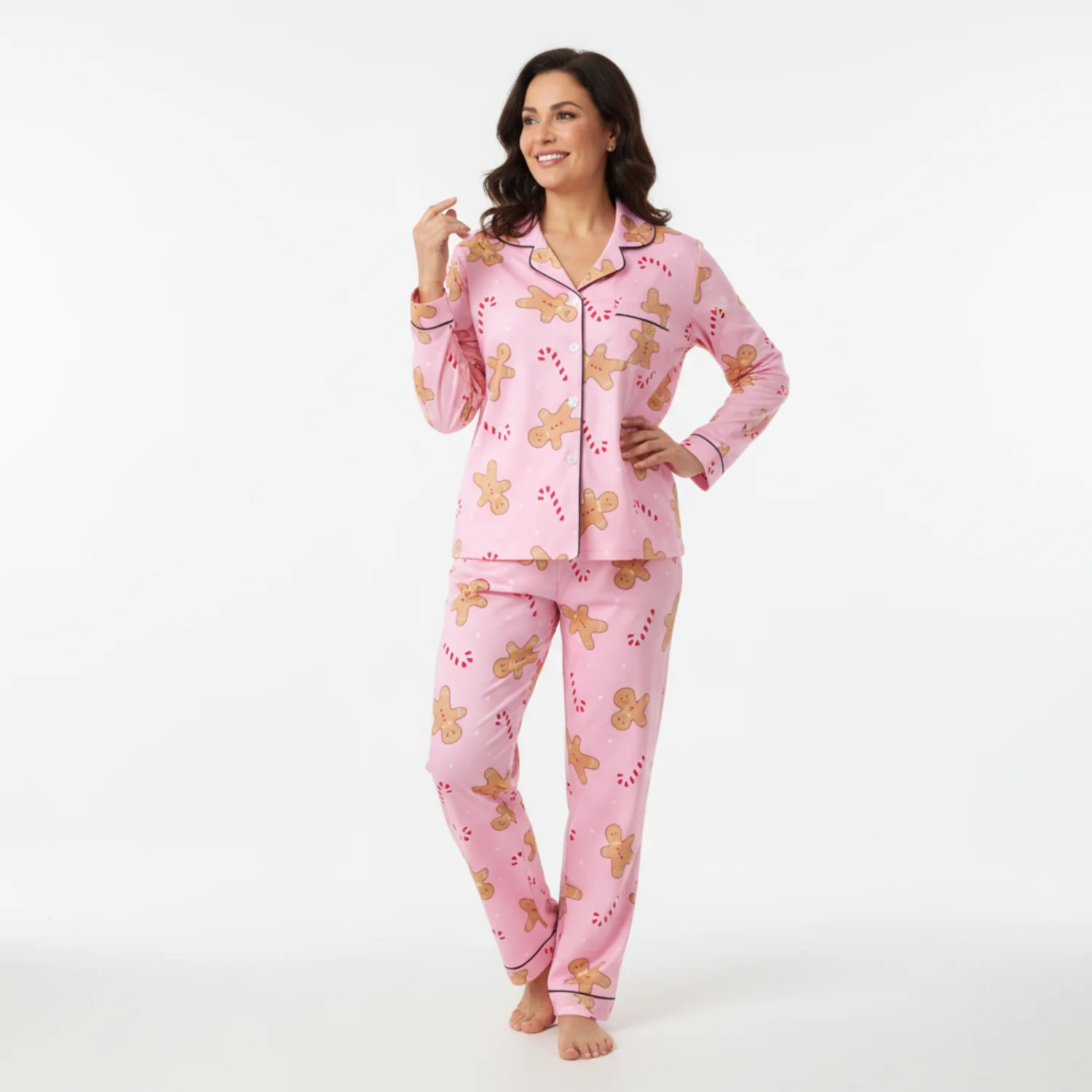 Ceylan Women's Short-Sleeve Satin Holiday Pajama Set - Image 11