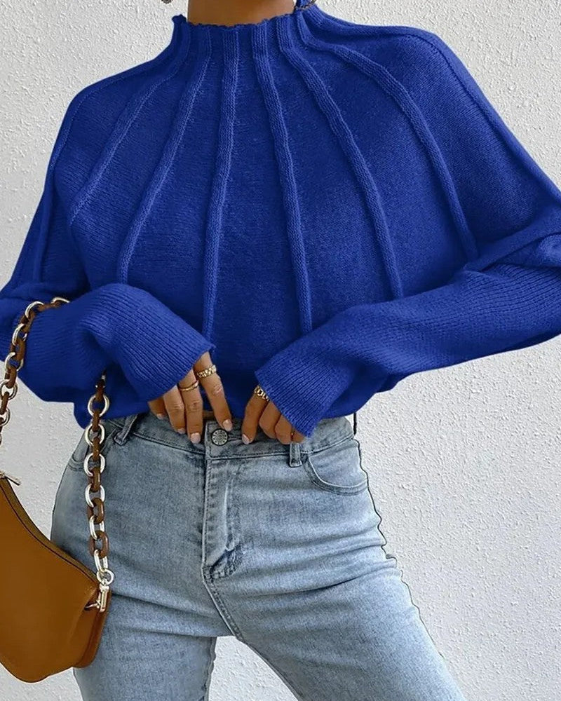 Ceylan Women's Sweater Cropped Textured High Neck Pullover - Image 4