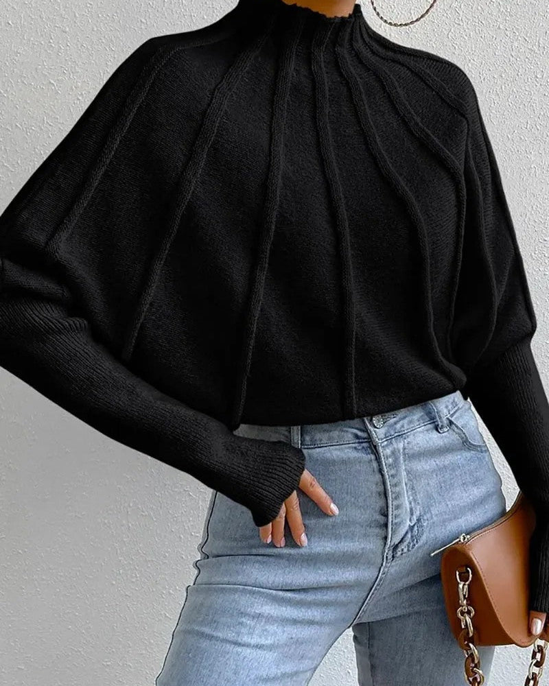 Ceylan Women's Sweater Cropped Textured High Neck Pullover - Image 8