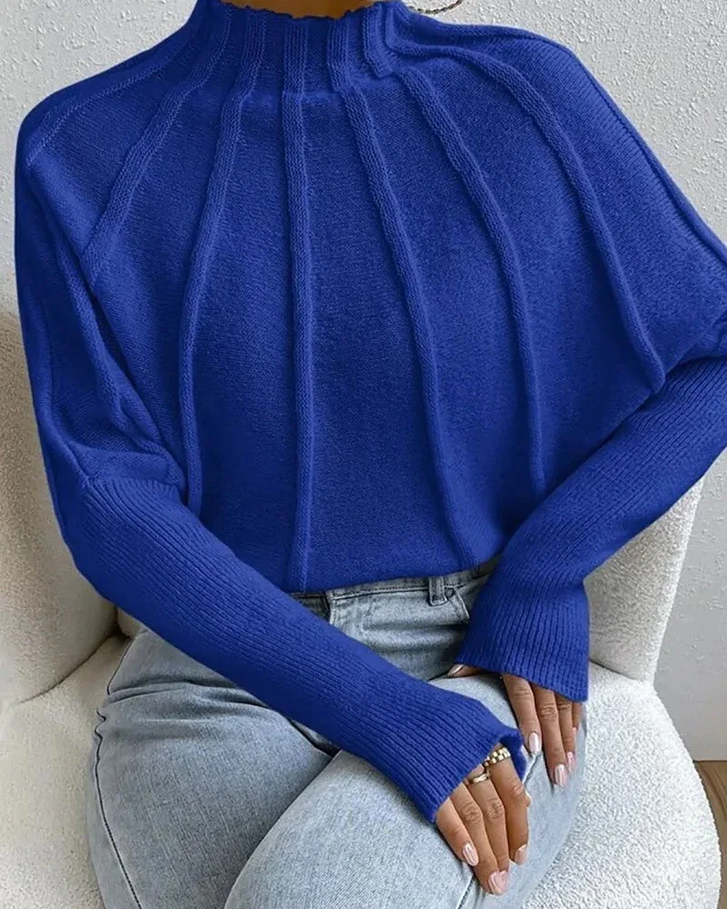 Ceylan Women's Sweater Cropped Textured High Neck Pullover - Image 9