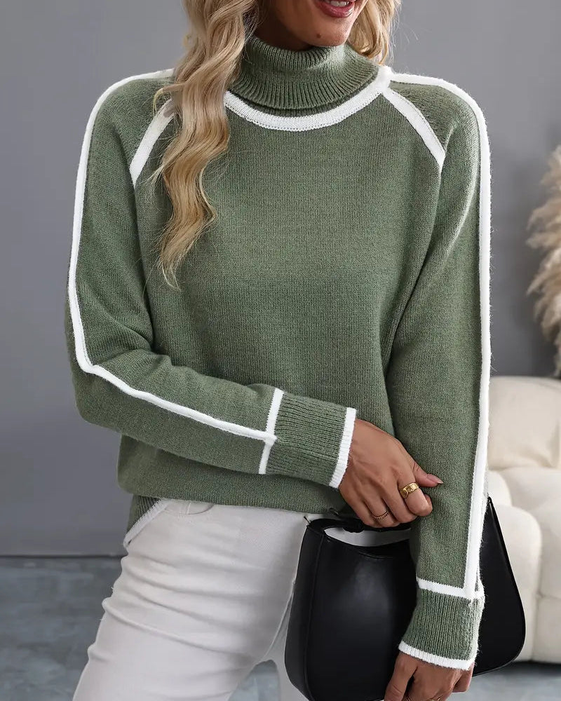 Ceylan Women's Sweater, Oversized Contrast Turtleneck - Image 13