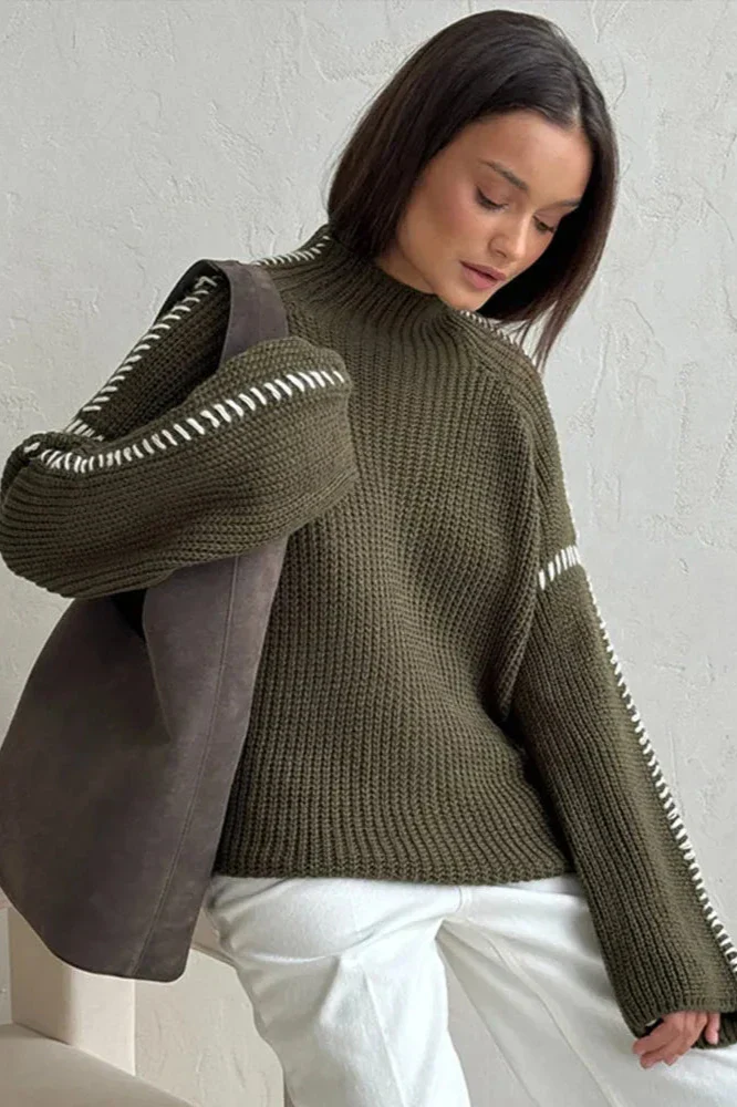 Ceylan Women's Sweater, Oversized Ribbed Stitch Detail - Image 2