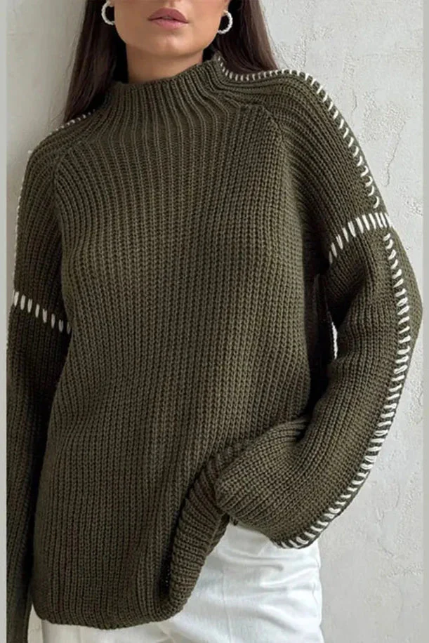 Ceylan Women's Sweater, Oversized Ribbed Stitch Detail - Image 5
