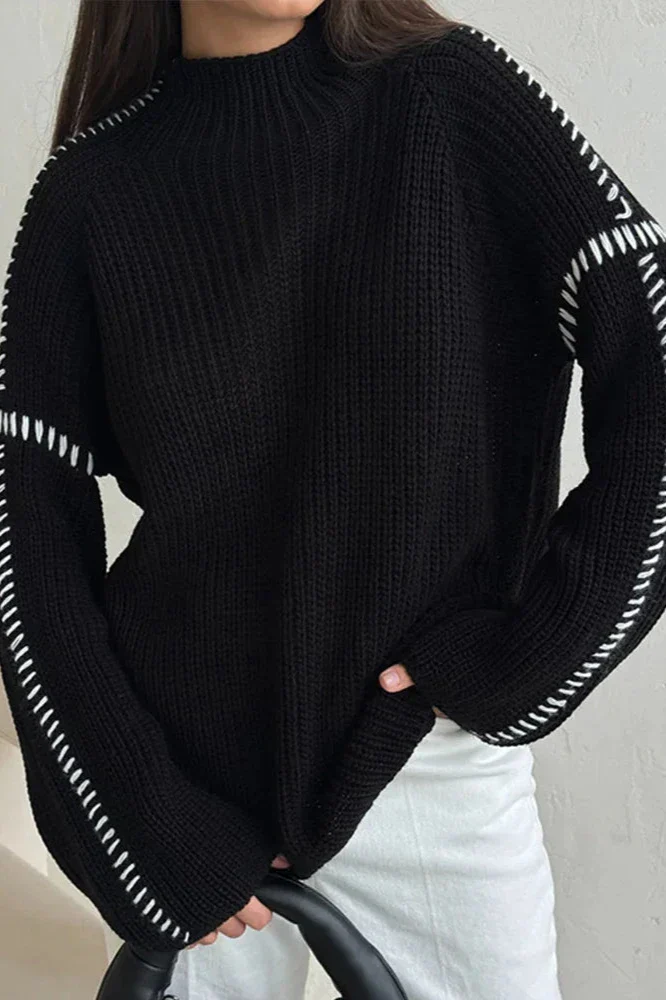 Ceylan Women's Sweater, Oversized Ribbed Stitch Detail - Image 6