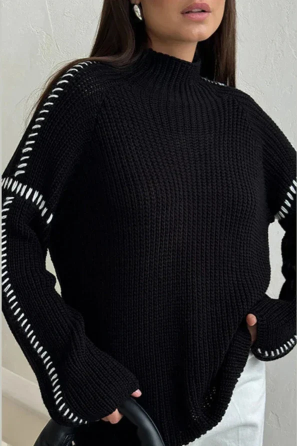 Ceylan Women's Sweater, Oversized Ribbed Stitch Detail - Image 7