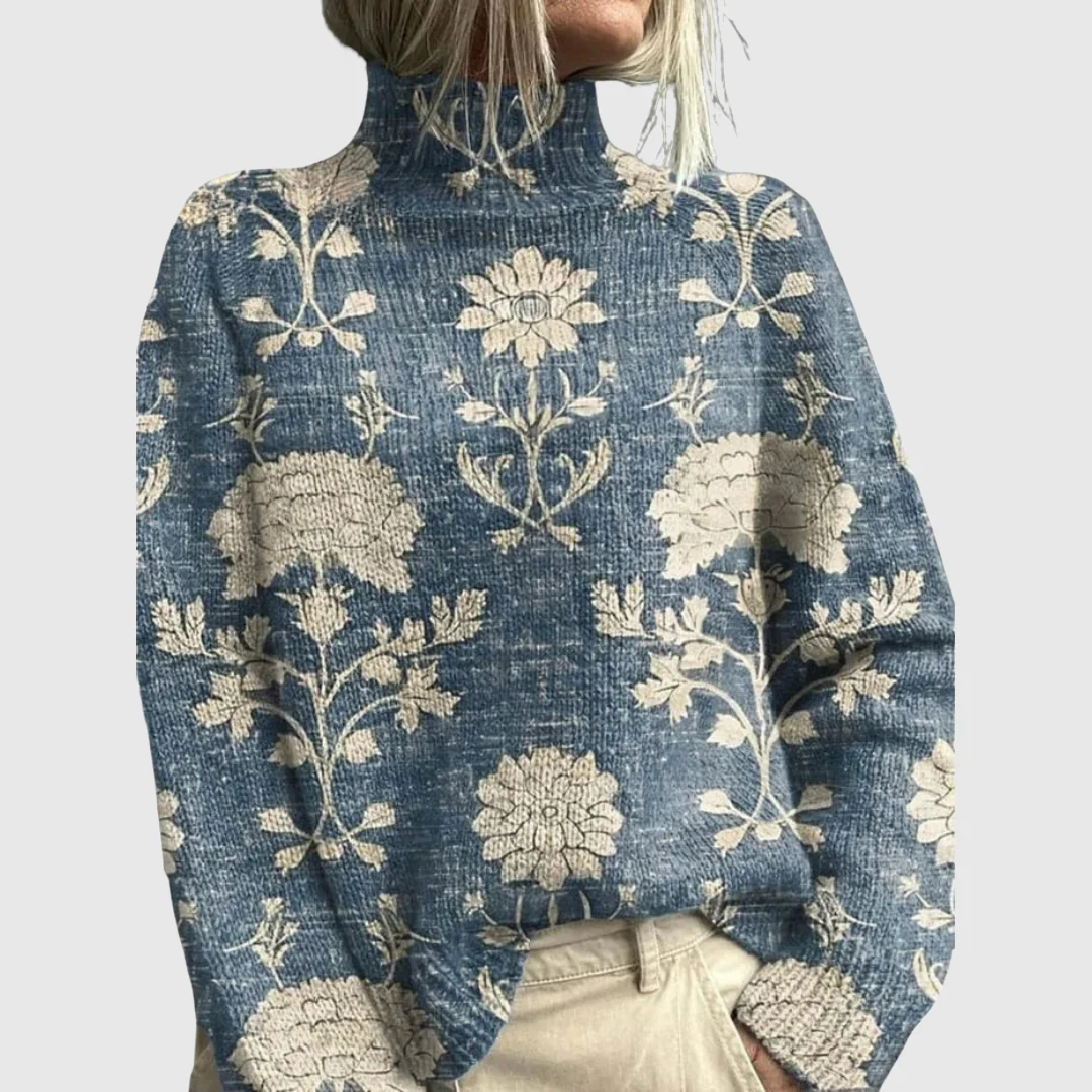 Ceylan Women's Turtleneck Sweater with Jacquard Pattern - Image 3