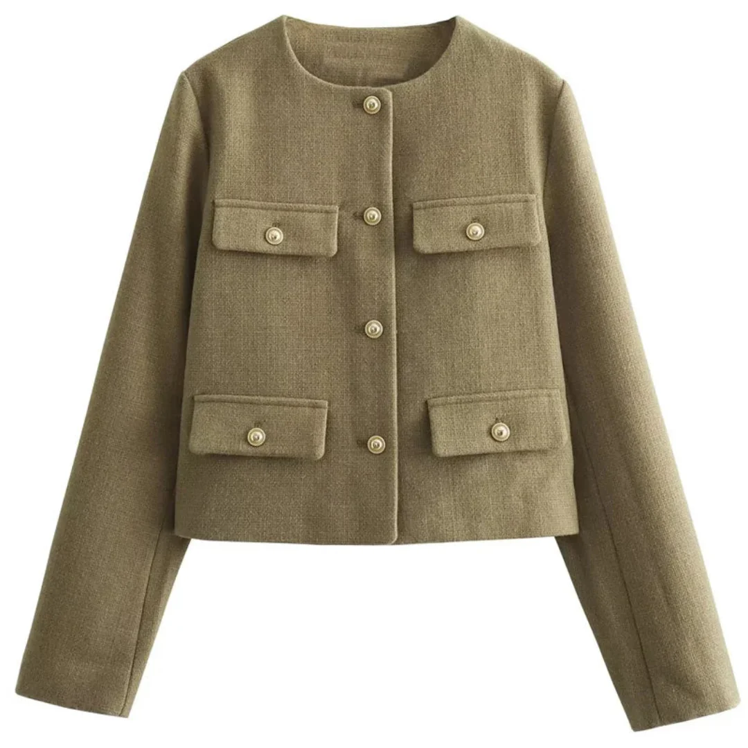 Ceylan Women's Tweed Crop Blazer Jacket - Image 3