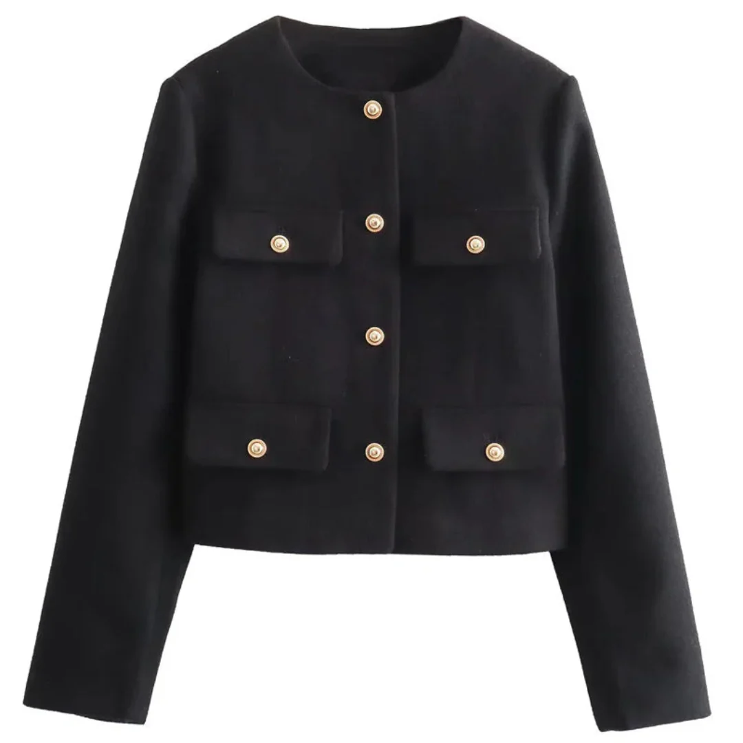 Ceylan Women's Tweed Crop Blazer Jacket - Image 4